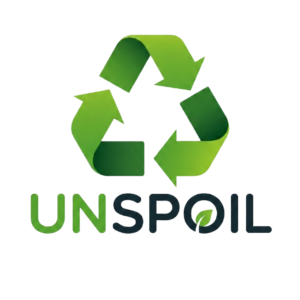 Unspoil logo: a recycling arrow triangle around a leaf